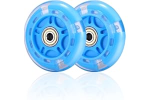 AVAKKER 80mm Scooter Wheels Replacement for Maxi Micro, LED Flash Rear Wheel, PU Material with ABEC-7 Bearings, Scooter Accessories, 2 PCS, Blue