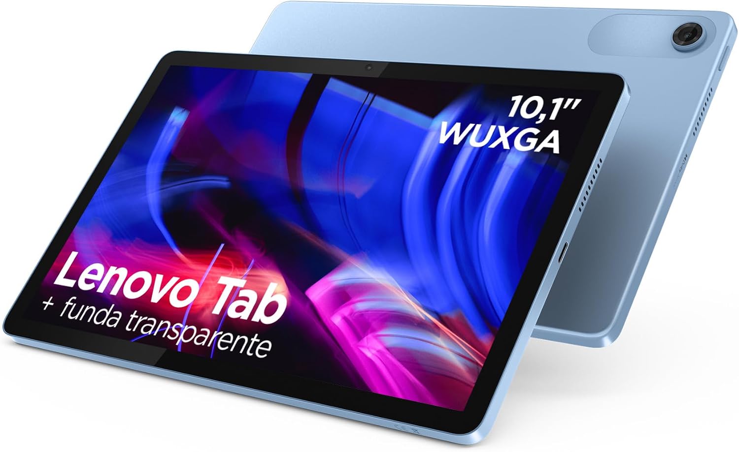 Lenovo Tab – Tablet 10.1" WUXGA (MediaTek Helio G85, 4 GB RAM, 128 GB, 60 Hz, 2 Altavoces, Wi-Fi 5, Bluetooth 5.3, Android 14) Color Azul Polar – Incluye Case Transparente con Soporte Incorporado