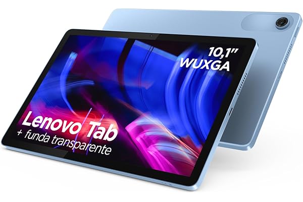 Lenovo Tab – Tablet 10.1" WUXGA (MediaTek Helio G85, 4 GB RAM, 128 GB, 60 Hz, 2 Altavoces, Wi-Fi 5, Bluetooth 5.3, Android 14) Color Azul Polar – Incluye Case Transparente con Soporte Incorporado