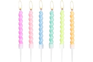 MCISKIN Spiralförmige Geburtstagskerzen-Set, 24 Stück, Party-Kerzen für Kuchen, Macarone, Happy Birthday-Kerzen, bunte Kuchendekorationen, Babypartys, Kuchenkerzen für Mädchen, Jungen, Babys, Frauen,