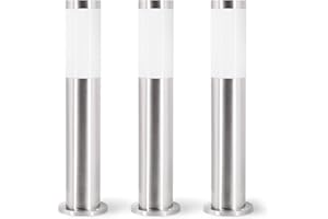 Linovum BOSEA-A Lot de 3 lampadaires d'extérieur en acier inoxydable IP44 avec culot E27 50 cm