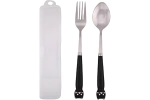 BrainGiggles 2-Piece Stainless Steel BPA Free Kids Cutlery Set with Case – Includes Spoon, Fork and Case for Lunch Box, Picnic and Travel | Children Tableware with Portable Box (Black)