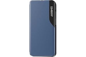 SEAHAI Funda para Xiaomi Redmi A1 / Xiaomi Redmi A2 Estuche, Carcasa Ultra Slim Ligero Flip Libro Funda Translúcido View Standing Cover PC + PU Bumper Soporte Plegable Case - Azul