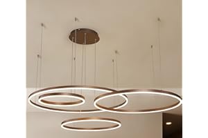 YYUTLUO Nowoczesny Okrągły Żyrandol Led DIY | 4 Brązowy Pierścienie: 40+60+80+100cm=120W | Żyrandol Led Metalowy + Akrylowy Ściemniany Pilotem 2,4G | Okrągła Lampa Wisząca Sufitowa Salon Sypialnia