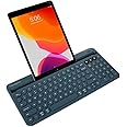 Targus Bluetooth Keyboard with Tablet/Phone Cradle, Multi-Device Wireless Keyboard, Mac/PC Keyboard, Bluetooth Keyboard for iPad MS Surface iPhone Android, Blue (PKB86702US)