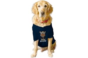 Ruse Basic Dog T-Shirt BOSSPUP Printed Pets Crew Neck Half Sleeves Shirt/Apparel/Clothes/Tees Gift for Dogs (Navy, X-Large)(Full Grown Retrievers, Labs etc)
