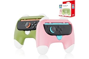 Auarte Controller Grips for Joy-Con Compatible with Nintendo Switch 2, 2 Pack Cute Comfort Wear-Resistant Handle Kit Accessories, Holder for 2025 Switch 2 Joypad(White, Pink and Green)