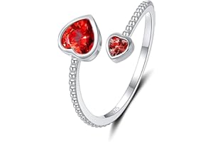 STEP FORWARD Bagues en Argent Sterling pour Adolescentes: Pierre de Naissance D'avril Pierres en Forme de Coeur Cadeau de Bijoux D'anniversaire pour les Femmes ou les Filles ou les Copines