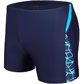 AMZSPORT Men's Swim Trunks Quick Dry Drawstring Boxer Trunks