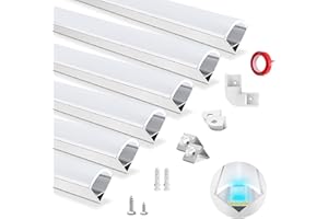 HOMMAND LED Channel, V Shape Aluminium Profile with Diffuser Strip, Corner Connectors, End Caps, Mounting Clips - 6m LED Strip Light Cover