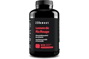 Levure de Riz Rouge, 540 Comprimés Végétales | Avec 2,9mg de Monacoline K, Enrichie en CoQ10 & Vitamine B3 | Sans Citrinine | Zenement