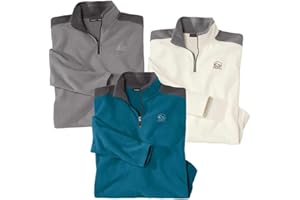 ATLAS FOR MEN - Zestaw 3 swetrów z mikropolaru - Dostępne w dużych rozmiarach od M do 5XL