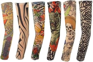 Jerbro 6 Stück Temporäre Tattoo Ärmel Gefälschte-Slip Tattoo Sleeves Körperkunst Sonnenschutz Arm Strümpfe Zubehör (A)