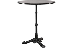 LESLI LIVING Bistrotisch Gastro Marmorplatte gusseiserner Fuß Ø60 x 73 cm schwarz NEU