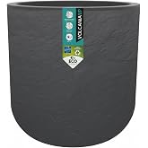 EDA Volcania'Up &ndash; Round Flower Pot 50 cm, 67 L, Imitation Stone Decoration, Single Wall, Water Retention Area, Diameter 48.5
