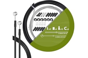 TAPKUA Set di Cavi Freno Bicicletta, 2500mm Cavi per Freno e 3M Tubo Flessibile, per Mountain Bike BMX Bici Pieghevoli ECC