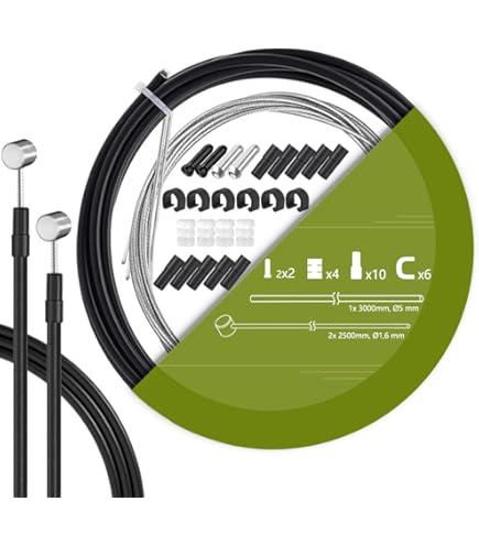 Fahrrad Bremszug Set 5mm - Bowdenzug Kit Für Vorder- & Hinterradbremse