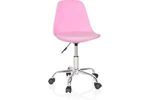 hjh OFFICE 742016 Silla Giratoria para Niños Fancy II Piel sintética Rosa, Sillas de Escritorio Infantiles, Ajustable en Altura, Silla Juvenil