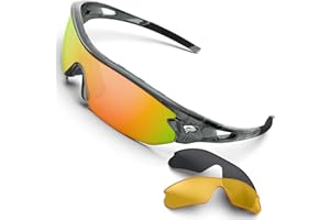 TOREGE Polarized Sports Sunglasses With 3 Interchangeable Lenes for Men Women Cycling Running Driving Fishing Golf Baseball Glasses TR02
