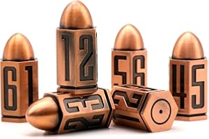 HNCCESG Dés JDR Balle 6 Faces en Métal, Dés de Jeux pour Donjons et Dragons,Dés Jeu de Role 6 Pièces avec boîte en métal (Balle Cuivre)