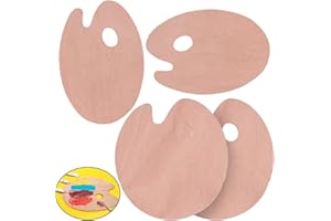 Holz Malpalette,Zliger 4 Stück Mischpaletten Holz, Ovale Farb Rund mit Griffloch Malen Palette Acryl Aquarell Kit für Aquarell Und Ölfarben