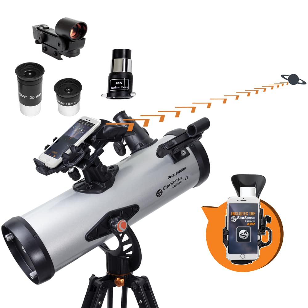 Celestron – StarSense Explorer LT 114AZ Smartphone App-Enabled Telescope – Works with StarSense App to Help You Find Stars, Planets & More – 114mm Newtonian Reflector