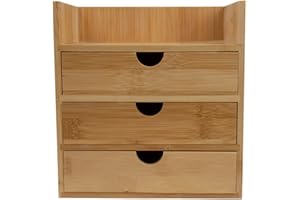 Alsino Mini armario de bambú de 21 cm x 13 cm x 20 cm extraíble de pie de madera con 3 cajones