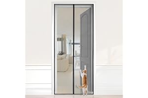 HOOMEE Mosquitera para Puerta, Cortina Magnética para Puertas de Balcón o Terraza, Tejido con Fuertes Imanes para un Autocierre, Fácil Instalación sin Taladrar (100x210CM, Negro)