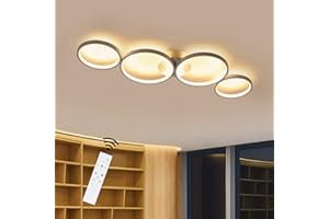 ‎GBLY GBLY LED Dimmbar Deckenlampe Modern Wohnzimmerlampe 4 Flammig in Ringoptik, 55W Weiß Innen Deckenleuchte aus Aluminium Dekorative Kronleuchter für Schlafzimmer Wohnzimmer Büro Arbeitszimmer, 88cm