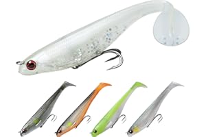 TRUSCEND Paddle Tail Soft Señuelos de Pesca Pre-Rigged Jig Head Swimbaits para la Pesca de la Lubina Camarón Suave cebos Cebos de Pesca de Primera Calidad para el Agua Dulce Salada