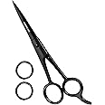 Utopia Care 4.5 Inch Scissors for Beard, Moustache, Eyebrows, Eyelashes and Ear hair, Small length for precise manuevering, Sharp Edge for Clean Trimming for Men and Women (4.5 Inch, Black, Pack of 1)