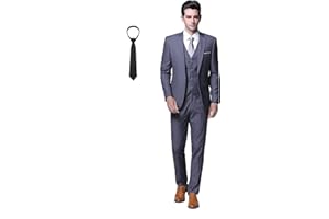 Cloudstyle Traje de Hombre de 3 Piezas con Corbata Un botón Business Slim Fit Traje de Boda (Blazer + Chaleco + Pantalones + Corbata)