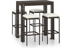 vidaXL Set da Bar da Giardino 5 pz con Cuscini in Polyrattan Marrone