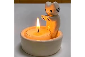 Muntian Portavelas De Gato, Portavelas De Gatito De Dibujos Animados, Portavelas De Gato con Patas Cálidas, Portavelas De Té para Decoración del Hogar, Portavelas De Regalo para Amantes De Los Gatos