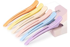 AIMIKE 6pcs Hair Clips for Styling Sectioning, Anti-Slip No-Crease Duck Billed Hair Clips with Silicone Band, Colorful Hair Roller Clips, Salon and Self Hair Cutting Clips for Hairdresser, Women, Men…
