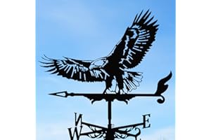 Caffney Weather Vane, Metal Weather Resistant Wind Direction Indicator Black Wind Spinners Retro Creative Roof Weathercock Roof Decoration Accessories for Outdoor Garden Shed Yard Patio Farm(eagle)