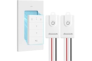‎DEWENWILS DEWENWILS Funkschalter mit Fernbedienung, Funk-Wandsender 230V, Wandschalter mit Sender, 30M Reichweite, Kabellos Funk Lichtschalter Set für Lampe, Keine Verkabelung Erforderlich, 3000W, Weiß