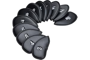 Songway Golf Club Iron Head Covers, 12pcs Golf Headcover set, Thick Synthetic Leather Golf Iron Head Covers Set Fit All Brands Titleist, Callaway, Ping