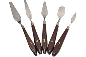 GoFriend Ensemble de pinceaux, 12 pièces Bout pointu, nylon, acrylique Pinceaux à peinture fine pour aquarelle, acrylique, peinture à l’huile , Silver, 5/set Paint Knife