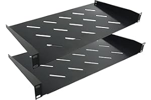 DYNAMODE CAB SHELF 19" Universal Vented Rack Mount Shelf Depth Network Data server Cabinet Equipment (Pack of 2)25cm deep Heavy Duty Steel Rack shelf - Weight Capacity 25kg - (CABSHELF-FE-250X2PCS)
