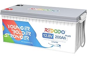 Redodo Batterie au Lithium 12,8V 200Ah Plus 2560W, BMS 200A Intégré, 4000+ Cycles Profonds, Certificats UL&FCC, Durée de Vie de 10 Ans, pour Les Camping Cars, L'Energie Solaire, Hors Réseau