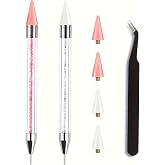 Pencil Pen Selector Crystal,2 PCS Wax Pen for Rhinestones Diamond Painting Pens Nail Art Tool Manicure Gems Selector Double-E
