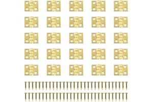 Gotetiso 50 Pezzi Mini Cerniere Piccole Cerniere Connettori a Cerniera Pieghevole in Metallo Cerniere in Ottone Retrò Cerniere a Scomparsa Cerniere per Porte Scatola in Legno ​con Viti