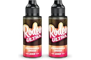 Twin Pack - 2 x 100ml Strawbernilla Swoosh Rodeo Ultra E Liquid Premium 70/30 Vape Juice Sub Ohm E Cig 0mg Flavoured eJuice E Cigarette No Nicotine Short Fill (Rodeo E Liquid)