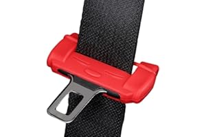 MUSTONE Auto Sicherheitsgurt Schnalle Abdeckung, Anti-Kratz-Silikon Sicherheitsgurt Schnalle Abdeckung, Auto Innenraumschutz für Rücksitz (Rot)