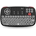 Rii (2019 Upgrade i4 Mini Bluetooth Keyboard with Touchpad, Blacklit Portable Wireless Keyboard with 2.4G USB Dongle for Smartphones, PC.Black