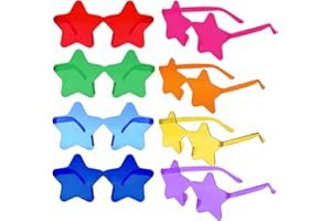 CHRORINE 8/16/24/40 Pairs Rimless Star Shape Sunglasses Transparent Glasses Bulk for Party Decor Favor