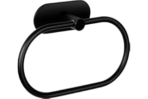 Ambrosya - Porte-Serviettes sans Perçage - Support de Porte-Serviettes de Salle de Bain Crochet Anneau Mural à Coller (Acier Inoxydable (Noir))