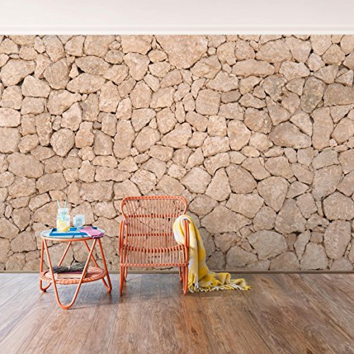 Apalis Vliestapete – Apulia Stone Wall – Alte Steinmauer aus großen Steinen – Sandsteintapete – Fototapete Breit | Vlies Tapete Wandtapete Wandbild Foto 3D Fototapete für Schlafzimmer Wohnzimmer Küche | Größe HxB:320x480cm - 3