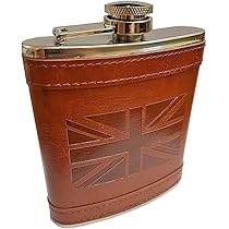 England Vintage Leather Hip Flask With Embossed Pocket Flask 8oz – First Dot